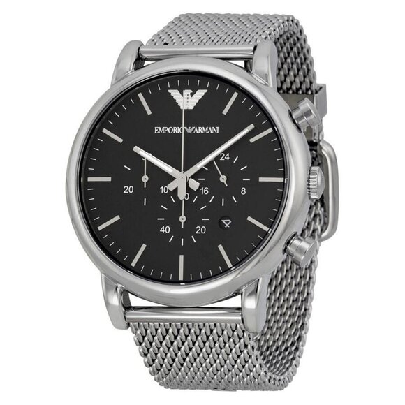 NWT Authentic Emporio Armani Classic Chronograph Black Dial Men's Watch - Picture 1 of 4